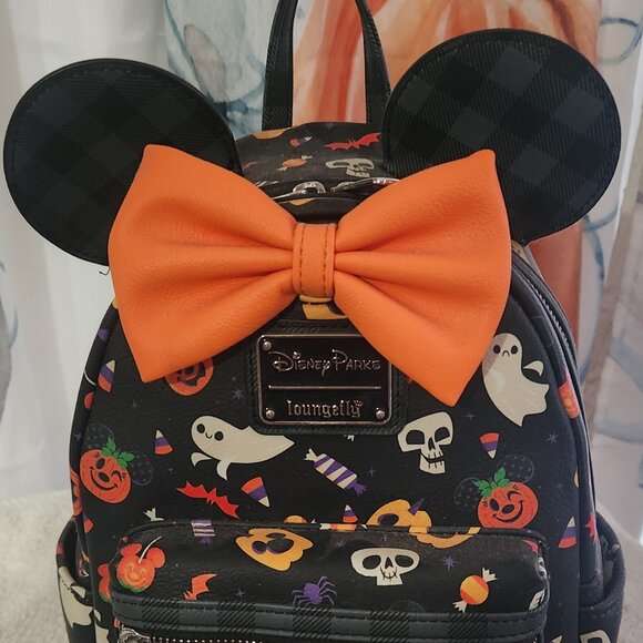 Disney Parks Loungefly Minnie Mouse Halloween 2021 Mini Backpack Allover Print - Picture 1 of 7
